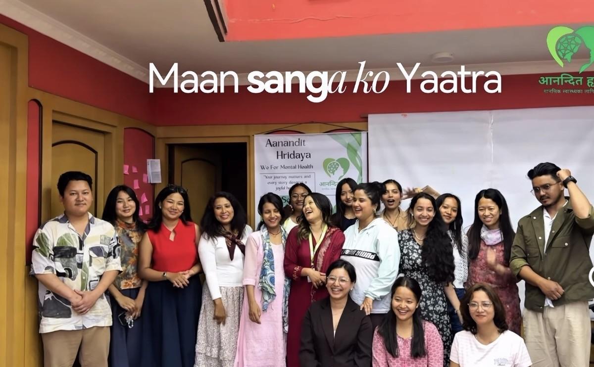 Community members gathered for Aanandit Hridaya's Maan Sanga journey