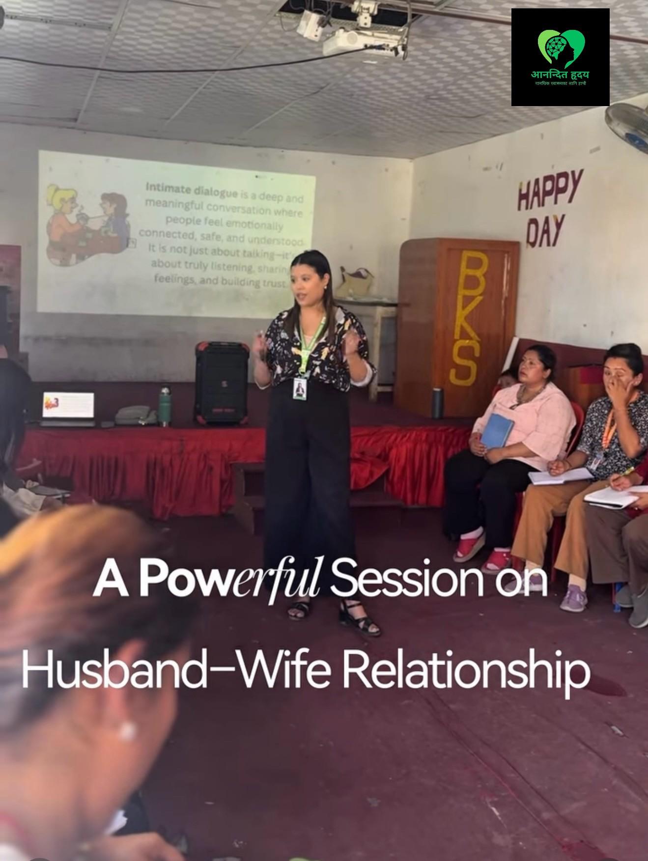 Facilitator leading a relationship and counseling workshop for community members